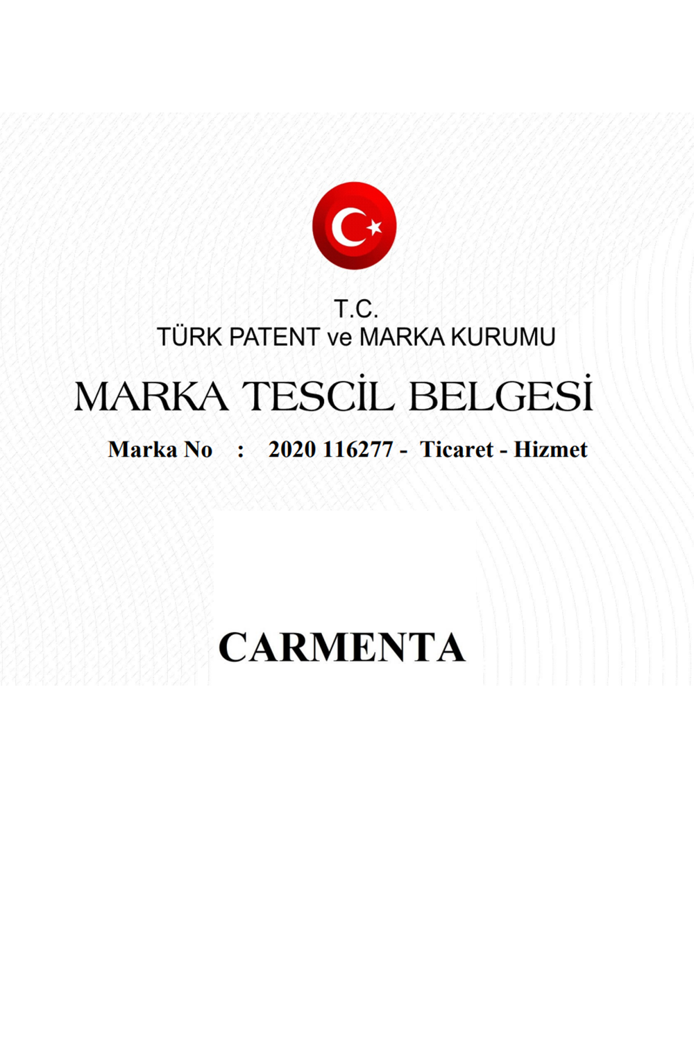 Carmenta Marka Tescil Belgesi